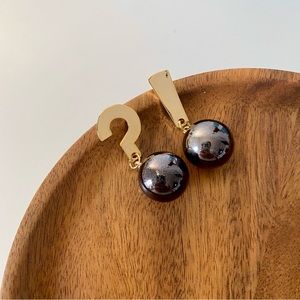 4/$15 Mix Match Mismatch Question Exclamation Grey Pearl Drop Earrings